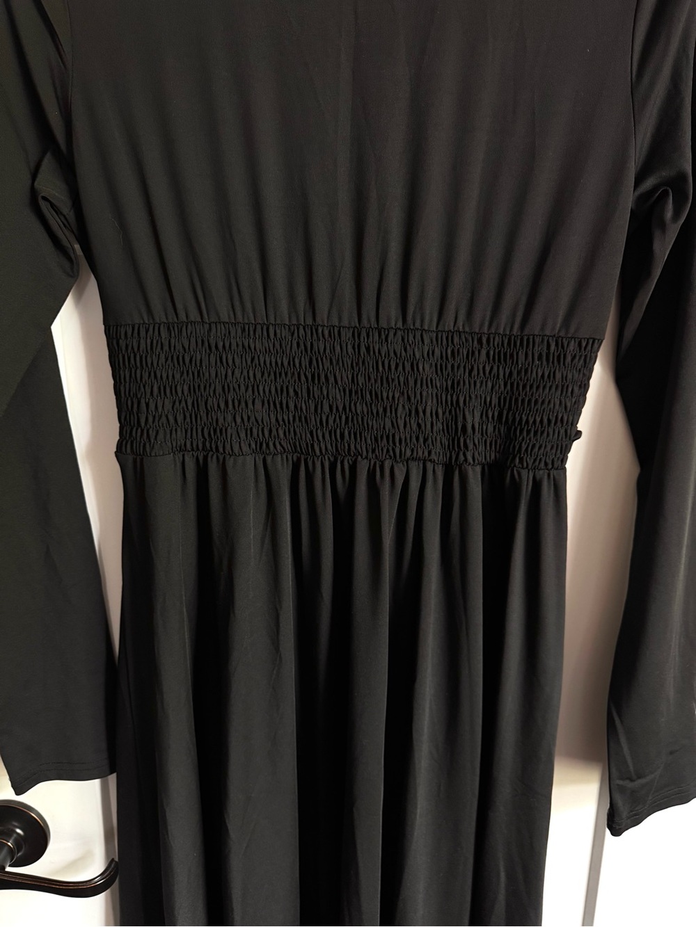Baltic Born Black Deep V Long Sleeve Ruched Maxi Dress L - Picture 6 of 9